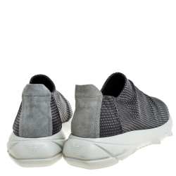 Pre Owned Giorgio Armani Grey Fabric and Suede Low Top Sneakers Size 43