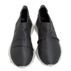 Pre Owned Giorgio Armani Grey Fabric and Suede Low Top Sneakers Size 43