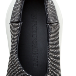 Pre Owned Giorgio Armani Grey Fabric and Suede Low Top Sneakers Size 43