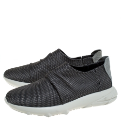 Pre Owned Giorgio Armani Grey Fabric and Suede Low Top Sneakers Size 43