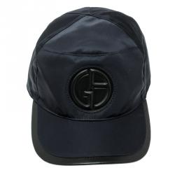 Pre Owned Giorgio Armani Navy Blue Nylon Logo Baseball Cap