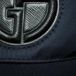Pre Owned Giorgio Armani Navy Blue Nylon Logo Baseball Cap