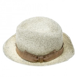 Giorgio Armani Cream Coated Straw Woven Panama Hat Size 59