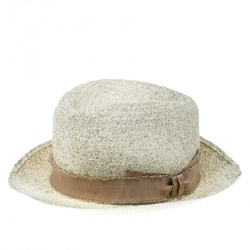 Giorgio Armani Cream Coated Straw Woven Panama Hat Size 59