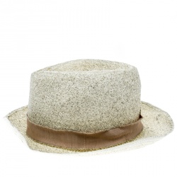 Giorgio Armani Cream Coated Straw Woven Panama Hat Size 59
