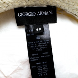 Giorgio Armani Cream Coated Straw Woven Panama Hat Size 59