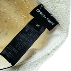 Giorgio Armani Cream Coated Straw Woven Panama Hat Size 58