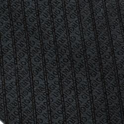 Pre Owned Giorgio Armani Grey Striped Woven Silk Tie