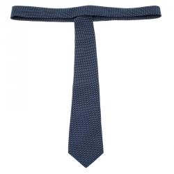 Pre Owned Giorgio Armani Navy Blue Woven Silk Tie