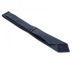 Pre Owned Giorgio Armani Navy Blue Woven Silk Tie