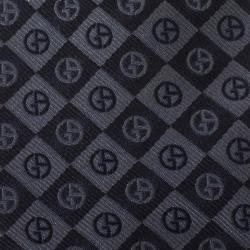 Pre Owned Giorgio Armani Black Silk Monogram Tie