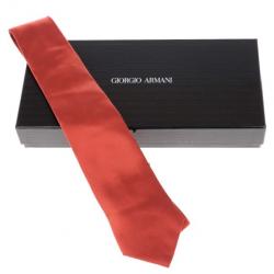 Pre Owned Giorgio Armani Red Satin Tie