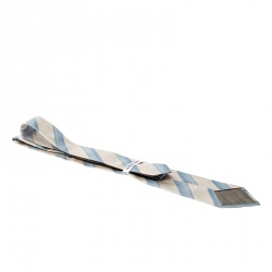 Pre Owned Giorgio Armani Beige and Blue Diagonal Striped Silk Traditional Tie