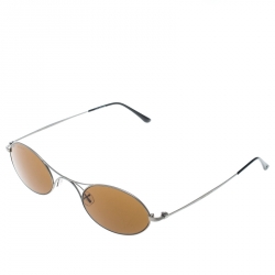 Pre Owned Giorgio Armani Gunmetal/ Brown AR6018-T Oval Sunglasses