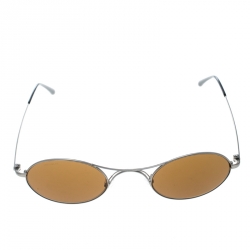 Pre Owned Giorgio Armani Gunmetal/ Brown AR6018-T Oval Sunglasses