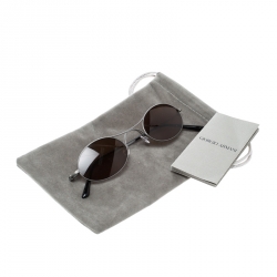 Pre Owned Giorgio Armani Gunmetal/ Brown AR6018-T Oval Sunglasses