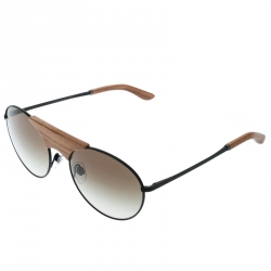 Giorgio Armani Brown Wood / Grey Gradient AR6017 - T- K Aviator Sunglasses