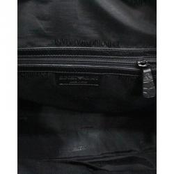 Giorgio Armani Black Croc Embossed Leather Weekender Bag