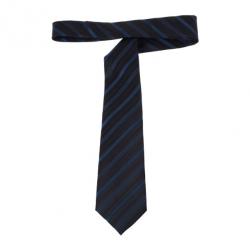 Pre Owned Giorgio Armani Black & Blue Striped Silk Tie