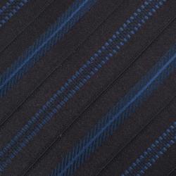 Pre Owned Giorgio Armani Black & Blue Striped Silk Tie