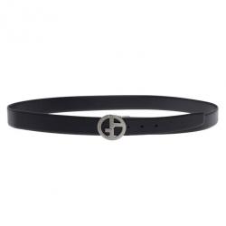 Giorgio Armani Black Leather Reversible One Size Belt 105CM