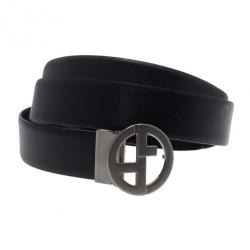 Giorgio Armani Black Leather Reversible One Size Belt 105CM