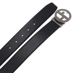 Giorgio Armani Black Leather Reversible One Size Belt 105CM