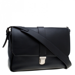 Giorgio Armani Navy Blue Leather  Limited Edition Bugatti Messenger Bag