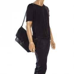 Giorgio Armani Navy Blue Leather  Limited Edition Bugatti Messenger Bag