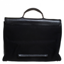 Giorgio Armani Black Fabric and Leather Laptop Briefcase Bag
