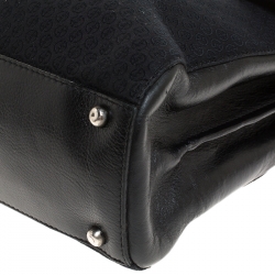 Giorgio Armani Black Fabric and Leather Laptop Briefcase Bag