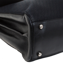 Giorgio Armani Black Fabric and Leather Laptop Briefcase Bag
