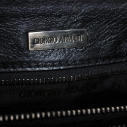 Giorgio Armani Black Fabric and Leather Laptop Briefcase Bag