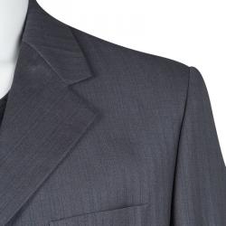 Pre Owned Giorgio Armani Super 150's Vitale Barberis Canonico Grey Pinstriped Blazer XXL