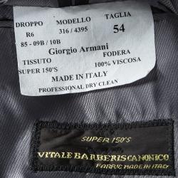 Pre Owned Giorgio Armani Super 150's Vitale Barberis Canonico Grey Pinstriped Blazer XXL