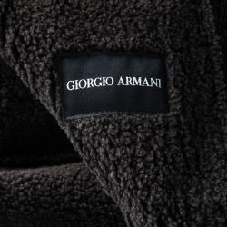 Giorgio Armani Brown Shearling Lined Mutton Leather Over Coat XL