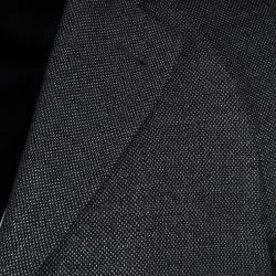 Pre Owned Giorgio Armani Black Textured Wool Blend Raglan Sleeve Blazer XL