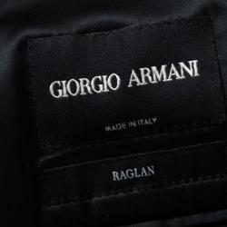 Pre Owned Giorgio Armani Black Textured Wool Blend Raglan Sleeve Blazer XL