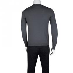 Pre Owned Giorgio Armani Grey Cashmere V-Neck Long Sleeve Sweater M