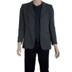 Pre Owned Giorgio Armani Grey Pinstriped Men's Blazer EU46