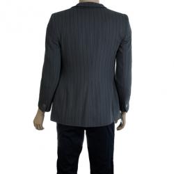 Pre Owned Giorgio Armani Grey Pinstriped Men's Blazer EU46