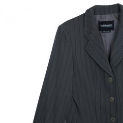 Pre Owned Giorgio Armani Grey Pinstriped Men's Blazer EU46