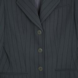 Pre Owned Giorgio Armani Grey Pinstriped Men's Blazer EU46