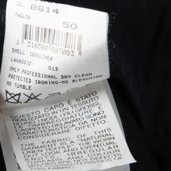 Pre Owned Giorgio Armani Navy Blue Linen Tie Detail Wide Leg Pants L