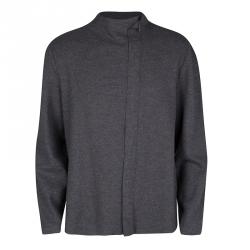 Giorgio Armani Grey Wool Zip Front Cardigan XXL
