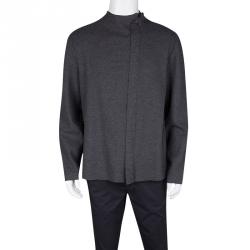 Giorgio Armani Grey Wool Zip Front Cardigan XXL