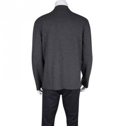 Giorgio Armani Grey Wool Zip Front Cardigan XXL