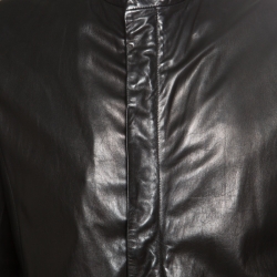 Giorgio Armani Black Lambskin Leather Concealed Zip Front Jacket XXL