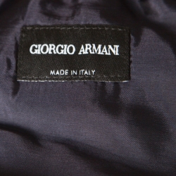 Pre Owned Giorgio Armani Navy Blue Seersucker Wool Elasticized Waist Tapered Trousers XXL