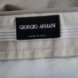 Pre Owned Giorgio Armani Beige Cotton Stretch Tailored Trousers XL